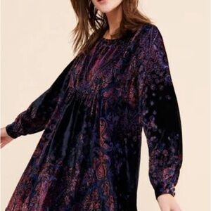 Free People Mirror, Mirror Long Sleeve Velvet Minidress